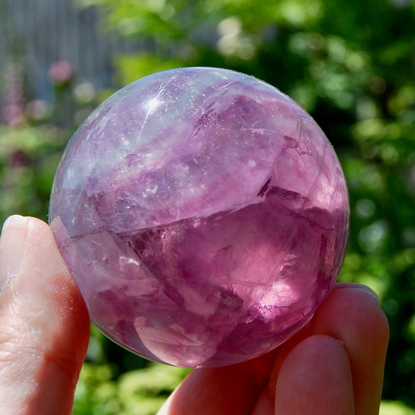 Magenta Watermelon Fluorite Crystal Sphere