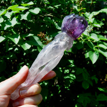 Load image into Gallery viewer, Dragon Tooth Amethyst Hand Carved Crystal Rose, Phantom Amethyst, Brazil
