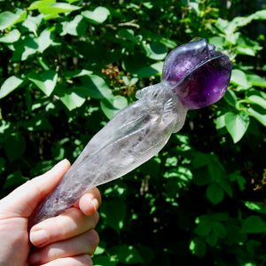 Dragon Tooth Amethyst Hand Carved Crystal Rose, Phantom Amethyst, Brazil