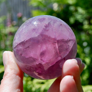 Magenta Watermelon Fluorite Crystal Sphere