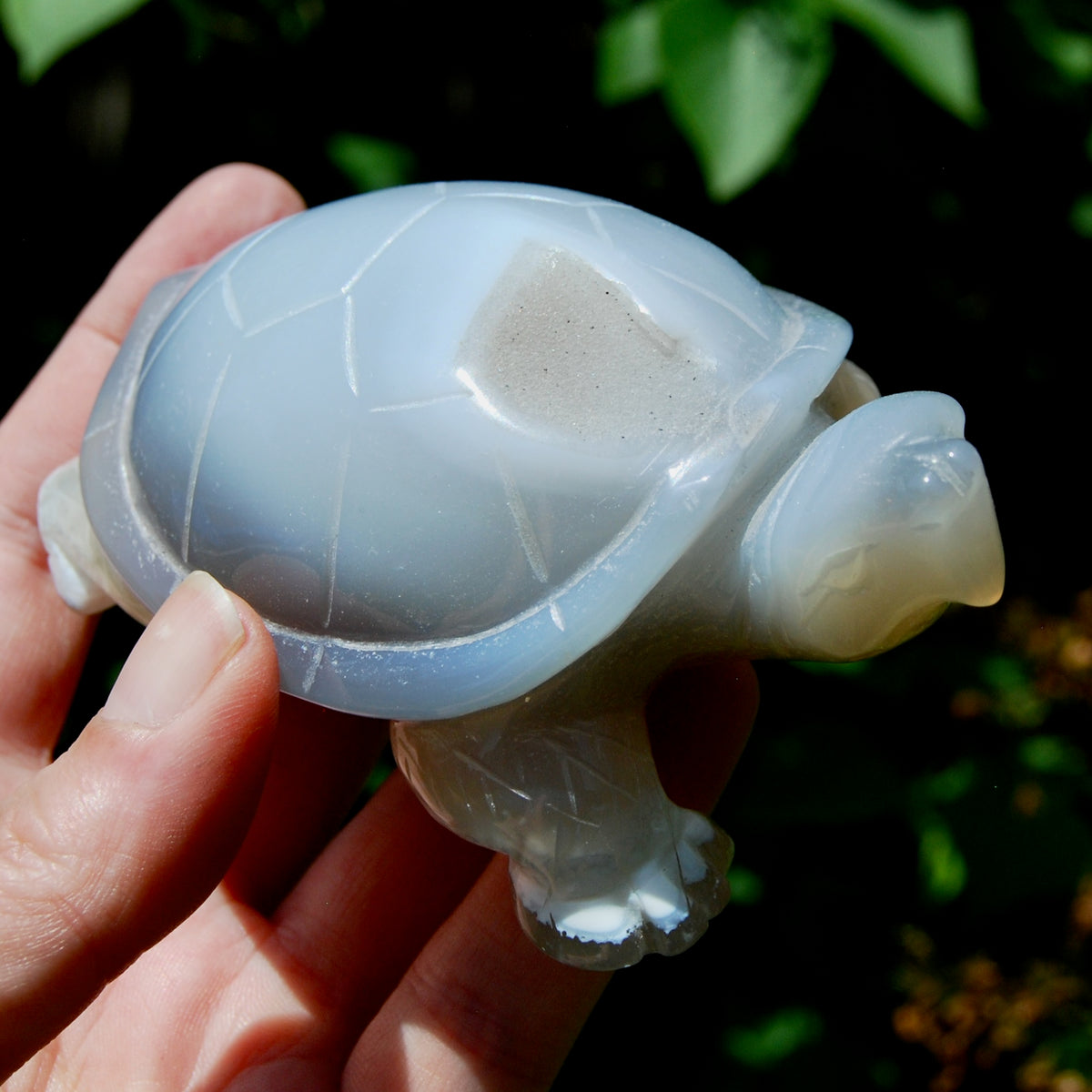 Large Agate Geode Crystal Turtle, Hand Carved