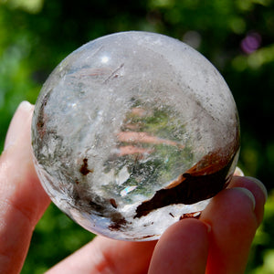 Lodolite Garden Quartz Crystal Sphere, Scenic Shamanic Dreamstone Landscape Quartz, Brazil