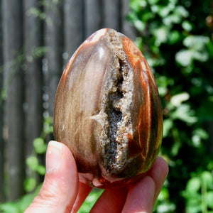 Large Crystallized Colorful Petrified Wood Egg, Madagascar