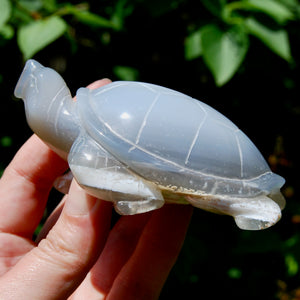 Large Agate Geode Crystal Turtle, Hand Carved