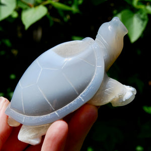 Large Agate Geode Crystal Turtle, Hand Carved