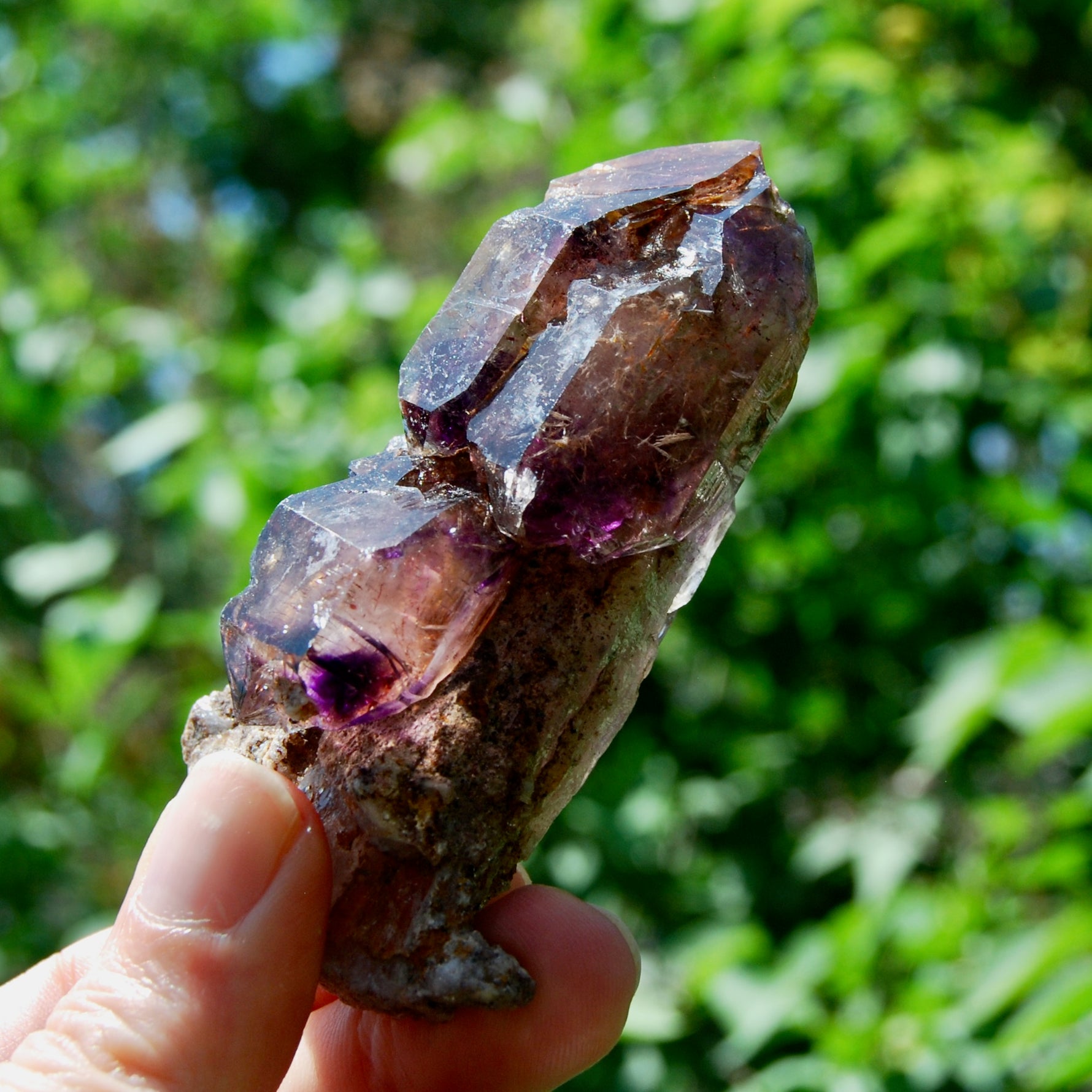 DT ET Elestial Rutile Amethyst Quartz Crystal Scepter, Gemmy Smoky Chiredzi Amethyst, Zimbabwe