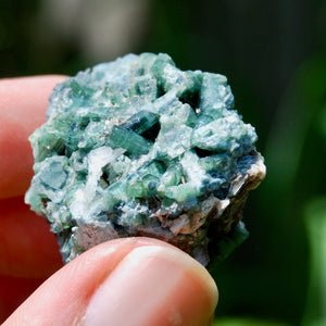 Bicolor Blue Tourmaline Crystal Cluster, Indicolite Tourmaline Crystal on Matrix, Brazil