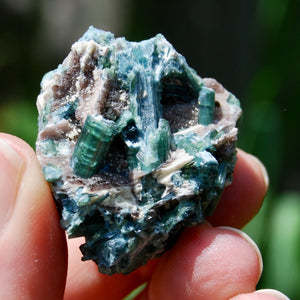 Bicolor Blue Tourmaline Crystal Cluster, Indicolite Tourmaline Crystal on Matrix, Brazil