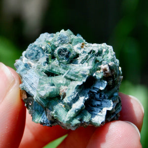 Bicolor Blue Tourmaline Crystal Cluster, Indicolite Tourmaline Crystal on Matrix, Brazil