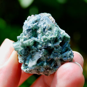 Bicolor Blue Tourmaline Crystal Cluster, Indicolite Tourmaline Crystal on Matrix, Brazil