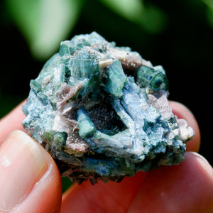 Bicolor Blue Tourmaline Crystal Cluster, Indicolite Tourmaline Crystal on Matrix, Brazil