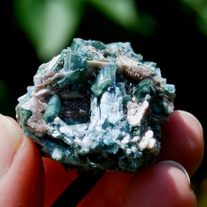 Bicolor Blue Tourmaline Crystal Cluster, Indicolite Tourmaline Crystal on Matrix, Brazil