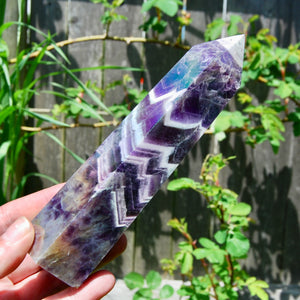 Angel Aura Chevron Amethyst Crystal Tower