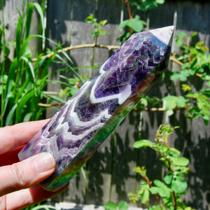 Angel Aura Chevron Amethyst Crystal Tower