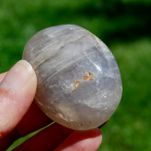 Blue Rose Quartz Crystal Palm Stone, Lavender Rose Quartz