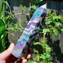 Load image into Gallery viewer, Angel Aura Chevron Amethyst Crystal Tower
