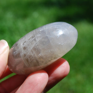 Blue Rose Quartz Crystal Palm Stone, Lavender Rose Quartz