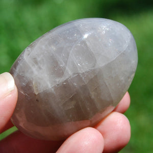 Blue Rose Quartz Crystal Palm Stone, Lavender Rose Quartz