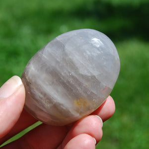 Blue Rose Quartz Crystal Palm Stone, Lavender Rose Quartz