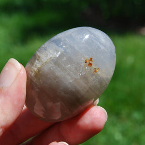 Blue Rose Quartz Crystal Palm Stone, Lavender Rose Quartz