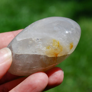 Blue Rose Golden Healer Quartz Crystal Palm Stone