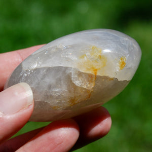 Blue Rose Golden Healer Quartz Crystal Palm Stone