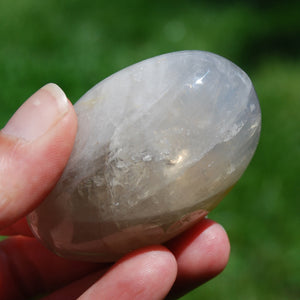 Blue Rose Golden Healer Quartz Crystal Palm Stone