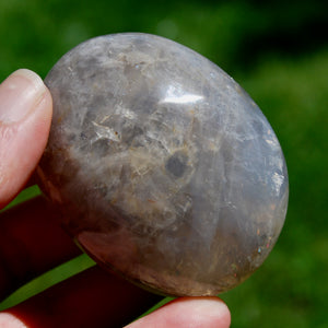 blue Rose Quartz Crystal Palm Stone, Lavender Rose Quartz