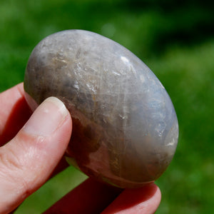 blue Rose Quartz Crystal Palm Stone, Lavender Rose Quartz