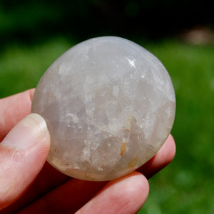 Blue Rose Quartz Crystal Palm Stone, Lavender Rose Quartz