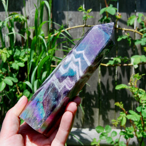 Angel Aura Chevron Dream Amethyst Quartz Crystal Tower