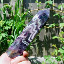 Load image into Gallery viewer, Angel Aura Chevron Dream Amethyst Quartz Crystal Tower
