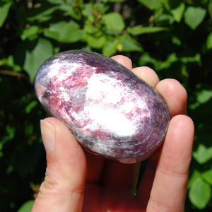 Gem Lepidolite Crystal Palm Stone