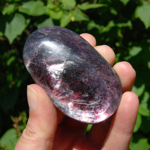 Gem Lepidolite Crystal Palm Stone