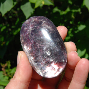 Gem Lepidolite Crystal Palm Stone