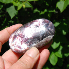 Load image into Gallery viewer, Gem Lepidolite Crystal Palm Stone
