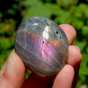 Purple Pink Labradorite Crystal Palm Stone