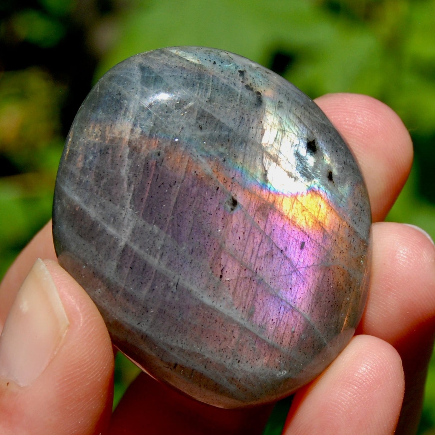 Purple Pink Labradorite Crystal Palm Stone