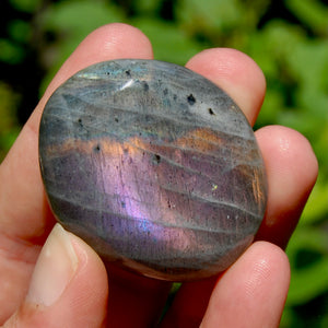 Purple Pink Labradorite Crystal Palm Stone