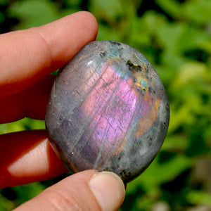 Purple Pink Labradorite Crystal Palm Stone