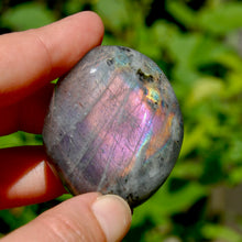 Load image into Gallery viewer, Purple Pink Labradorite Crystal Palm Stone
