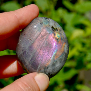 Purple Pink Labradorite Crystal Palm Stone