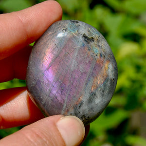 Purple Pink Labradorite Crystal Palm Stone