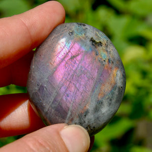 Purple Pink Labradorite Crystal Palm Stone