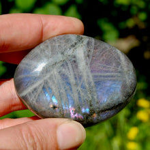 Load image into Gallery viewer, Purple Labradorite Crystal Palm Stone
