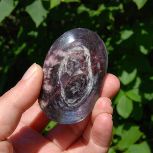 Gem Lepidolite Crystal Palm Stone