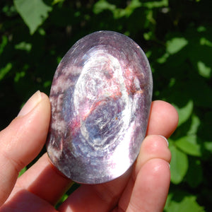 Gem Lepidolite Crystal Palm Stone