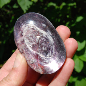 Gem Lepidolite Crystal Palm Stone