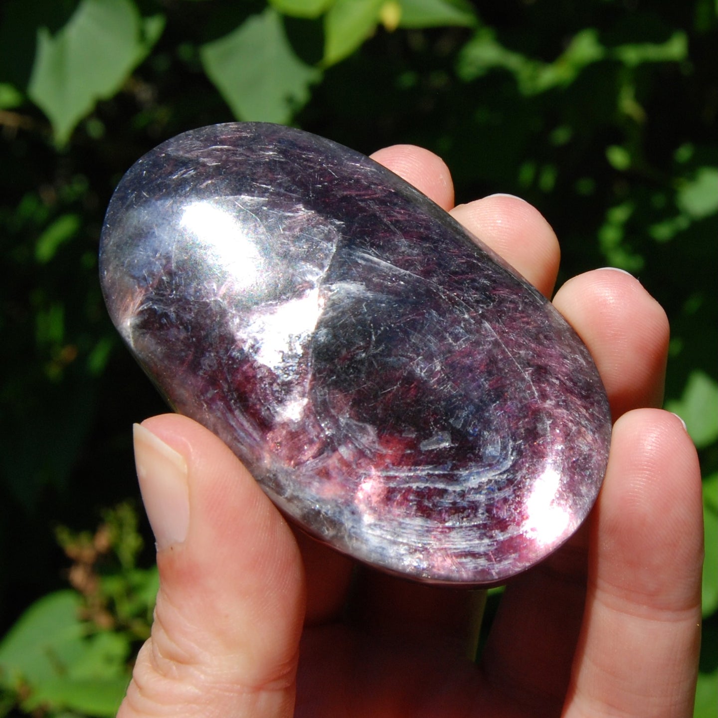 Gem Lepidolite Crystal Palm Stone