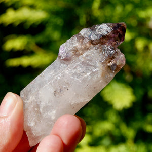 Tantric Twin Smoky Amethyst Quartz Crystal Elestial Scepter